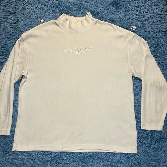 VINTAGE Floral Mock Neck Shirt Top Size Large Women’s Casual Pink Retro 90s - Picture 1 of 9